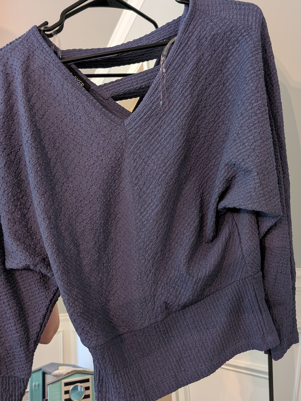 3/$16 A. Byer Textured Deep Blue V-Neck Top with Back Strap